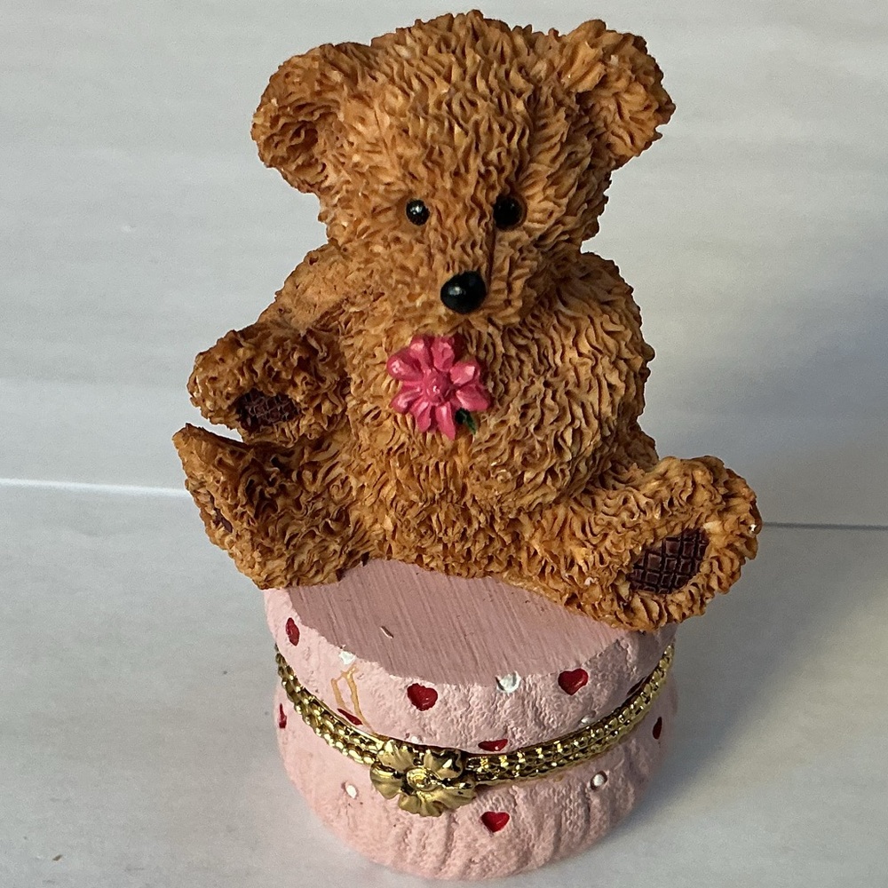 Teddy Bear Trinket Box, resin
